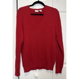 Vintage Kim Rogers‎ Womens Red Cable Knit Sweater Size XL Preppy Capsule Classic